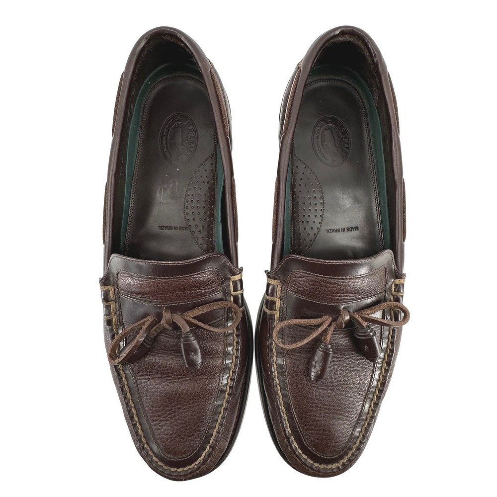 H.S. Trask Tassel Loafers Mens 13M Brown Leather Preppy Academia Made in Brazil